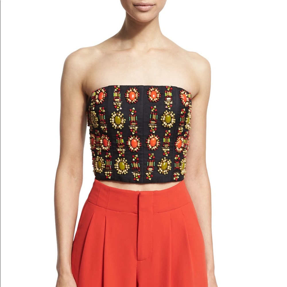 Alice and Olivia Beaded Cropped Saraphina Bustier